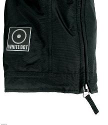 White dot snowmobile bib