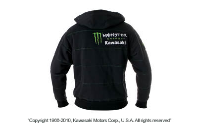 Monster energy® kawasaki contrast stitch zip-front hooded sweatshirt