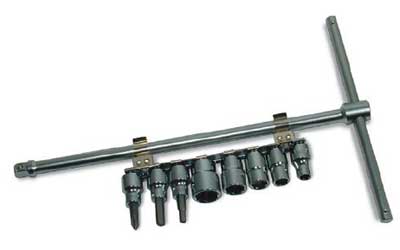 Cruztools powerdrive sliding t-driver with eight-piece socket set
