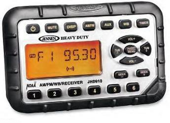Jensen heavy duty jhd910 mini am/fm/wb stereo with audio aux-in