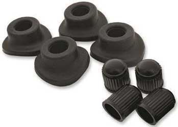 Bolt valve stem grommets and caps