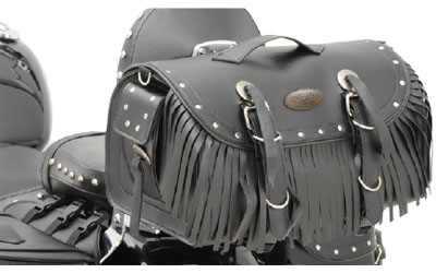 All american rider large traveler bike rack bag with rivets and fringe