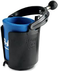 Ram mounts self-leveling cup holder and cozy with 1” ball
