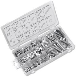 Performance tool metric zinc-plated bolt-nut-washer assortment