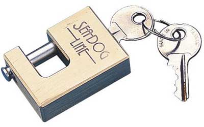 Sea dog line brass coupler lock with stainless steel pin