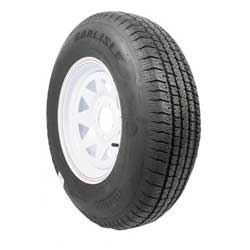 Carlisle radial trail rh tire & white rim assembly