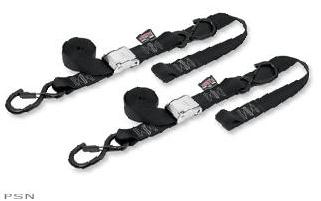 Powertye® 1 1/2” cam-buckle with  safety-latch hooks and soft-tye