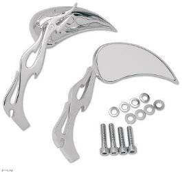 Drag specialties flame teardrop mirror  with sculptured stem