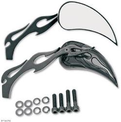 Drag specialties flame teardrop mirror  with sculptured stem