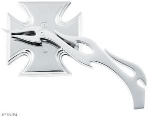 Biker’s choice® maltese cross mirrors with flame & cross stems