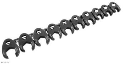 Bikemaster® 10-piece 3/8” drive metric flare crow foot wrench set on rail