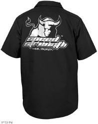 Speed and strength raging bull garage shirt