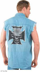 Ucp skull iron cross frayed woven shirt