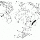 ATV ALTERRA 700 XT EPS RED Rear rack, body panel, footwell, and taillight assemblie...