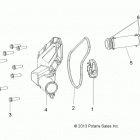 A16SEA57N1/N7/E57N1/E57N2/BA57N1 SPORTSMAN 570/450 EFI MD Двигатель, крыльчатка водяного насоса и крышка