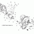 R09VH76 RANGER RZR 800 EFI ALL OPTIONS Drive train, gearcase, carrier mtg (built 10 / 15 / 08 a...