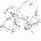 D5A-A T Heat exchanger and thermostat housing. sea water cooling