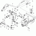 D7A-A T Heat exchanger and thermostat housing. sea water cooling