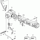 D7C-A TA Turbo and exhaust pipe. (166kw  /  2300rpm)