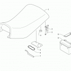 ATV ALTERRA 90 WHITE Seat, battery, and tool kit assemblies