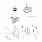 R19RNA57B1/B9/EBX RGR 570 CREW Engine, stator cover and flywheel - r19rna57b1  /  b9  /...
