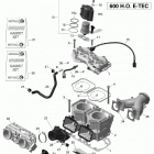 SKANDIC SWT 600HO E-TEC - North America 01- engine - cylinder and injection system - 600ho e-tec