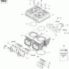 Summit 550F 01- cylinder and exhaust manifold 552