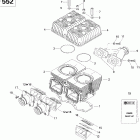GTX 550F 01- cylinder, exhaust manifold and reed valve 552