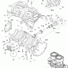 GTX 600 HO 01- crankcase, water pump and oil pump 593ho