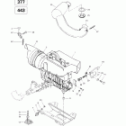 Touring LE 01- engine support and muffler (377, 443)