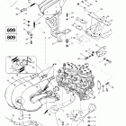 Mach 1 01- engine support and muffler (699, 809)