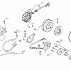 300 Utility Starter motor, magneto, and oil pump assembly