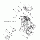 R10WH76AG/AH/AR/AV RANGER 4X4 800 EFI CREW Engine, throttle body and valve cover