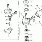 J2RTSIA Commercial, Rope Start, Tiller, 15 IN. shaft Колен. вал и поршень