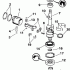 J4RSIB Rope Start, Tiller, 15 IN. shaft Коленчатый вал & Поршень