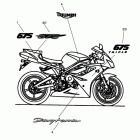 Daytona 675 R Bodywork - decals; >411983 - white bikes, >429246 - red ...